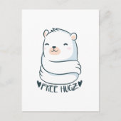 Kawaii FREE HUGS Polar Bär Weiße Niedliche Liebe Postkarte (Vorderseite)
