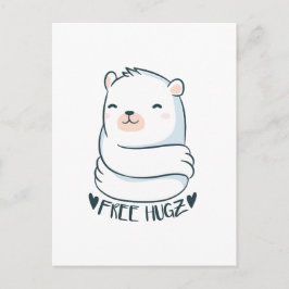 Kawaii FREE HUGS Polar Bär Weiße Niedliche Liebe Postkarte