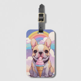 Kawaii French Bulldog Ice Creme Rainbow Gepäckanhänger