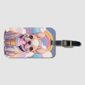 Kawaii French Bulldog Ice Creme Rainbow Gepäckanhänger (Vorderseite (Horizontal))