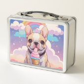 Kawaii French Bulldog Ice Creme Rainbow Metall Brotdose (Rückseite)