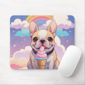 Kawaii French Bulldog Ice Creme Rainbow Mousepad (Mit Mouse)