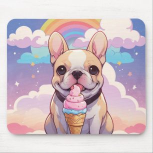 Kawaii French Bulldog Ice Creme Rainbow Mousepad