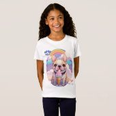 Kawaii French Bulldog Ice Creme Rainbow T-Shirt (Vorne ganz)