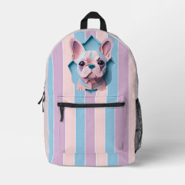Kawaii French Bulldog Pastell Papier schneiden Kun Bedruckter Rucksack