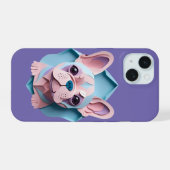 Kawaii French Bulldog Pastell Papier schneiden Kun iPhone 15 Hülle (Rückseite (Horizontal))