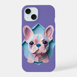 Kawaii French Bulldog Pastell Papier schneiden Kun iPhone 15 Hülle