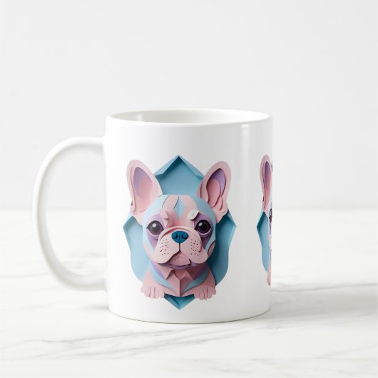 Kawaii French Bulldog Pastell Papier schneiden Kun Kaffeetasse (Links)