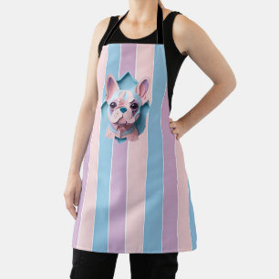 Kawaii French Bulldog Pastell Papier schneiden Kun Schürze