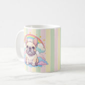 Kawaii French Bulldog-Regenbogenwolken Kaffeetasse (Vorderseite Links)