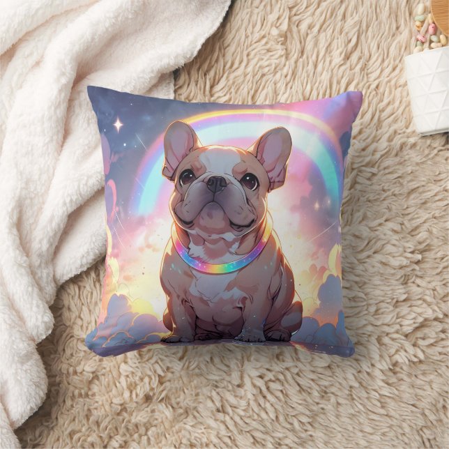 Kawaii French Bulldog-Regenbogenwolken Kissen (Decke)