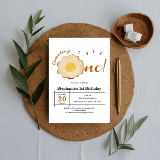 Kawaii Fried Egg 1. Geburtstag Einladung