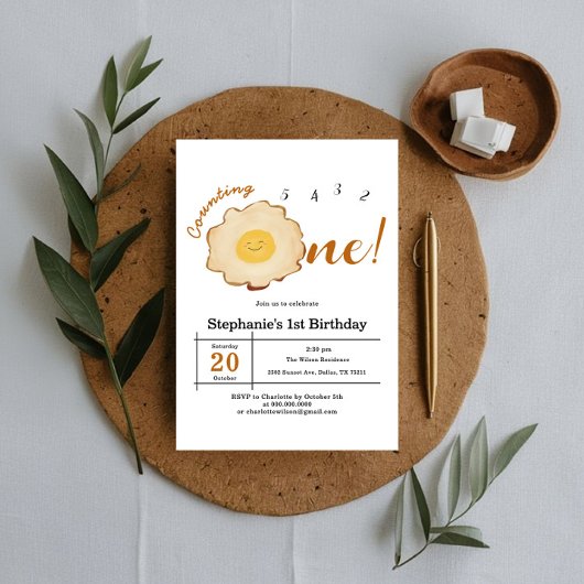 Kawaii Fried Egg 1. Geburtstag Einladung