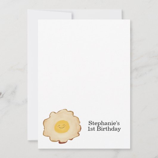 Kawaii Fried Egg 1. Geburtstag Einladung (Rückseite)