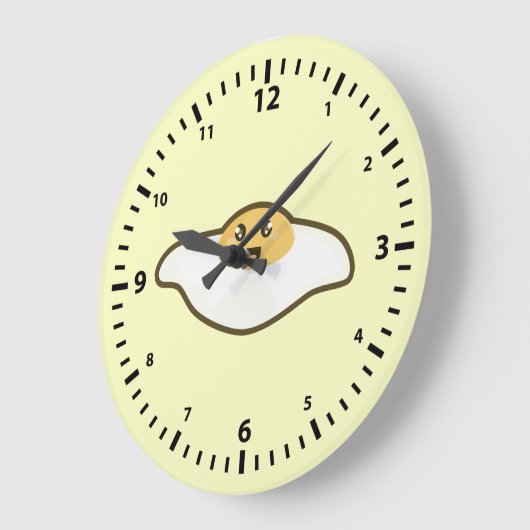 Kawaii Fried egg Große Wanduhr (Winkel)