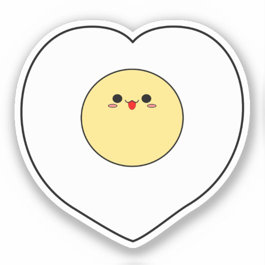 Kawaii Fried Egg Vinyl Sticker | Herzform (Vorderseite)