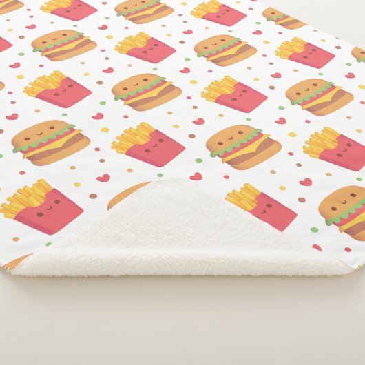 Kawaii Fries and Burger Pattern Sherpadecke (3/4)