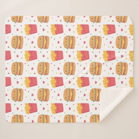 Kawaii Fries and Burger Pattern Sherpadecke (Vorderseite (Horizontal))