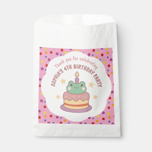 Kawaii Frog Birthday Cake Custom Geschenktütchen (Vorderseite)