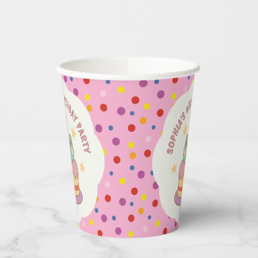 Kawaii Frog Birthday Cake Custom Pappbecher (Links)