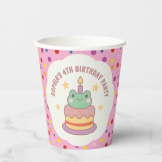 Kawaii Frog Birthday Cake Custom Pappbecher