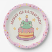 Kawaii Frog Birthday Cake Custom Pappteller (Vorderseite)