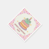 Kawaii Frog Birthday Cake Custom Serviette (Ecke)