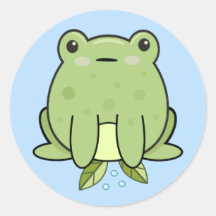 Kawaii Frog Blue Pastel Classic Round Sticker