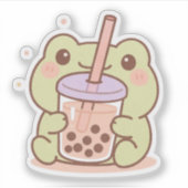Kawaii Frog Boba Sticker (Vorderseite)