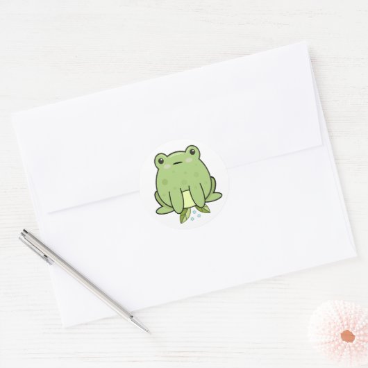 Kawaii Frog Classic Round Sticker (Umschlag)