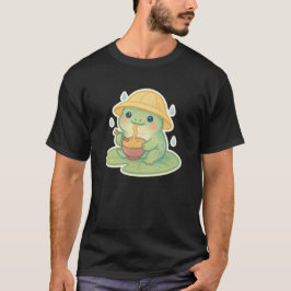 Kawaii Frog Eating Ramen auf Lily Pad - Niedliche  T-Shirt