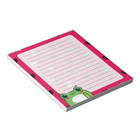 Kawaii Frog & Herz Notepad Notizblock (angewinkelt)