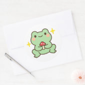 Kawaii Frog Holding Mushroom Sticker (Umschlag)
