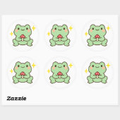 Kawaii Frog Holding Mushroom Sticker (Blatt)