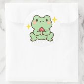 Kawaii Frog Holding Mushroom Sticker (Tasche)