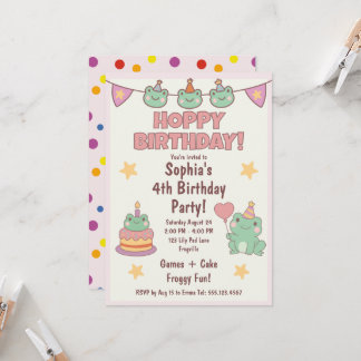 Kawaii Frog, Hoppy Birthday Party  Einladung