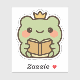 Kawaii Frog Lesen eines Buchstickers Aufkleber