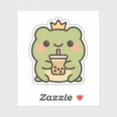 Kawaii Frog mit Bubble Tee Sticker (Blatt)