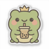 Kawaii Frog mit Bubble Tee Sticker (Vorderseite)