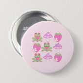 Kawaii Frog, Mushroom und Strawberry Button (Vorne & Hinten)