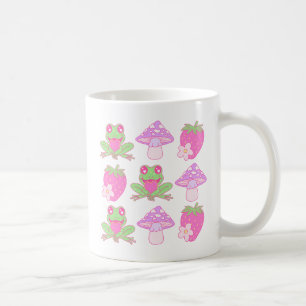 Kawaii Frog, Mushroom und Strawberry Kaffeetasse