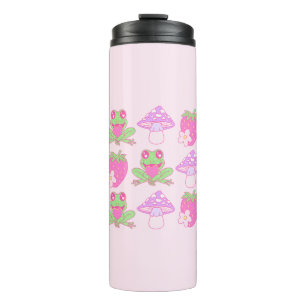 Kawaii Frog, Mushroom und Strawberry Thermosbecher