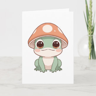 Kawaii Frog - Niedliche Pilzhütte-Kernäse Karte