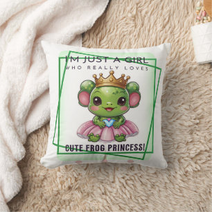 Kawaii Frog Princess Print Kissen