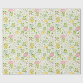 Kawaii Frog Rainy Day Pattern Wrapping Paper Geschenkpapier