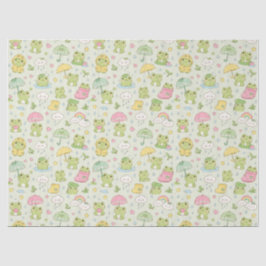 Kawaii Frog Rainy Day Pattern Wrapping Paper Seidenpapier