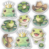 Kawaii Frog Sticker Sheet, Funny Froggy Stickers (Vorderseite)