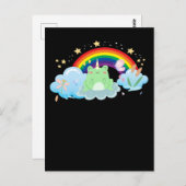 Kawaii Frog Unicorn Regenbogen Farbenfroher Schlag Postkarte (Vorne/Hinten)