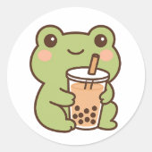 Kawaii Frog With Bubble Tea Sticker (Vorderseite)