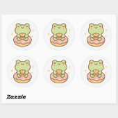 Kawaii Frog with Donut Sticker (Blatt)
